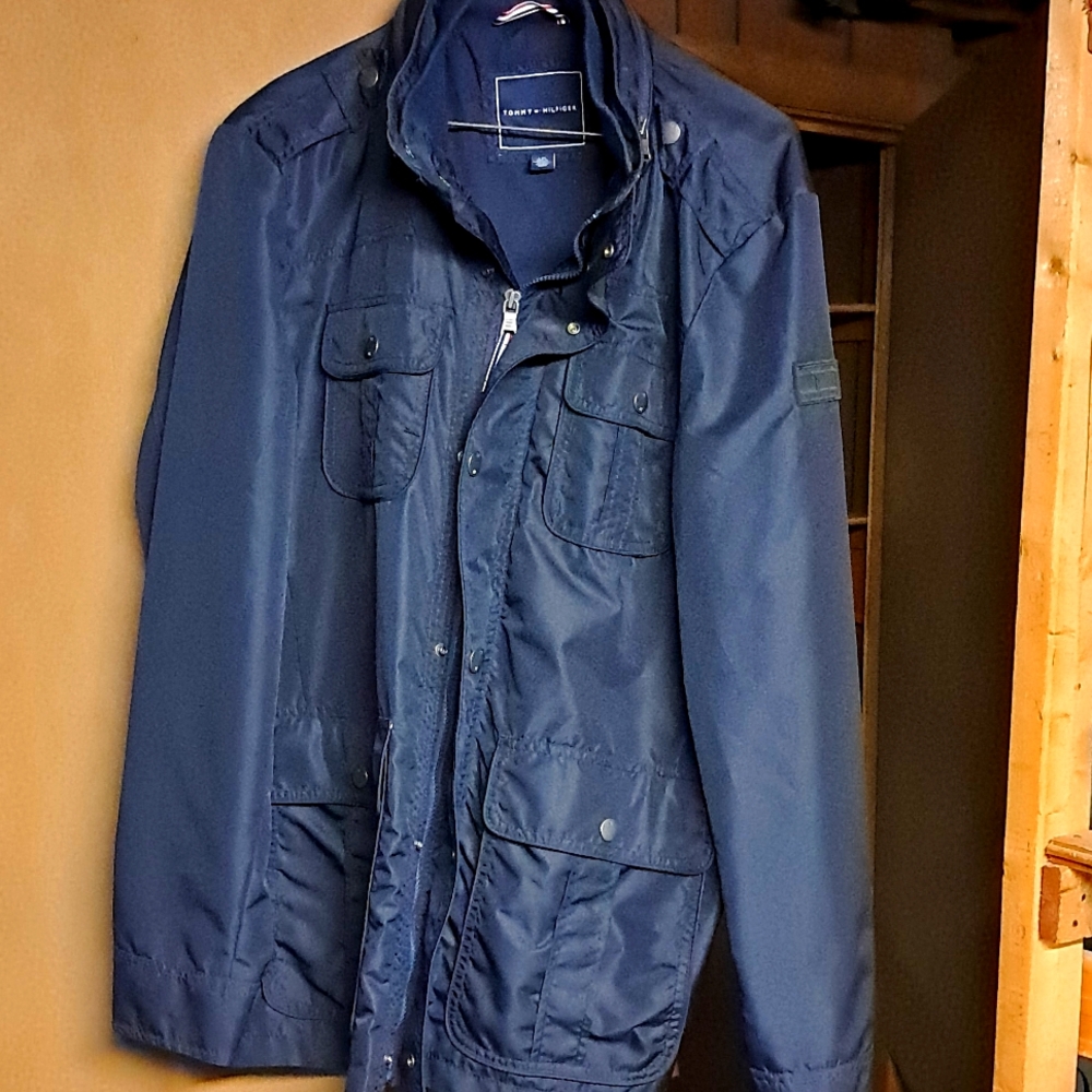 TOMMY HILFIGER Jacket * SZ L Men’s Navy-Blue Full Zip Lined Jacket